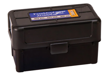 Frankford Arsenal Hinge-Top Ammo Box .17/.204/.223 Cal 50-Rd Polymer Black
