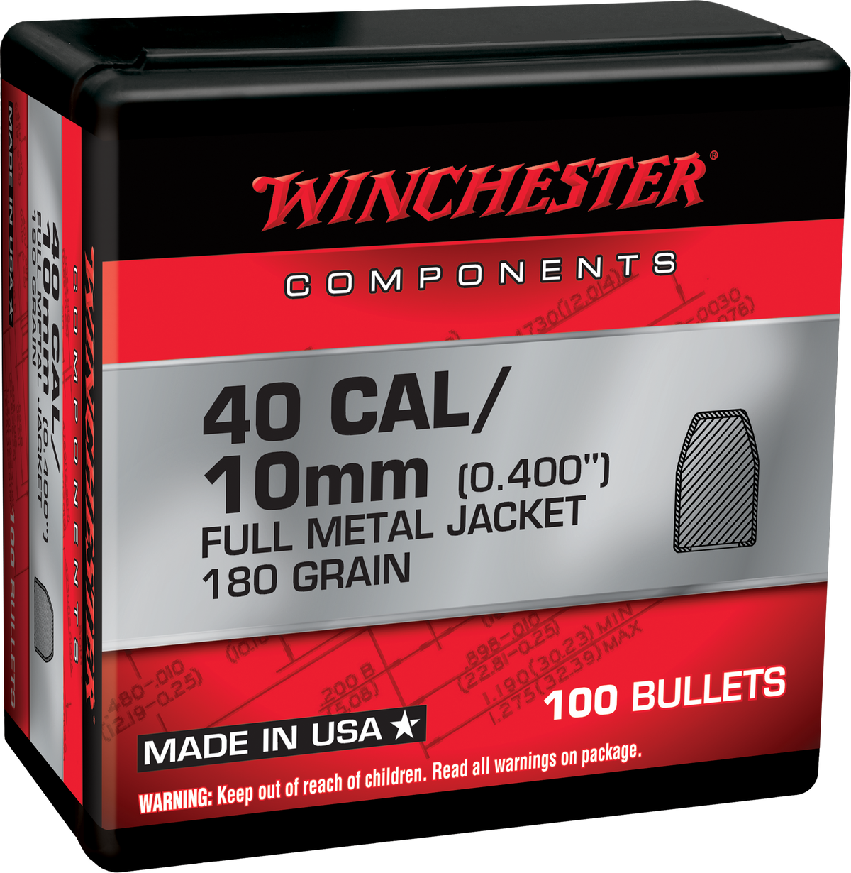 Winchester Ammo Centerfire Handgun 45 Cal 230gr JHP Reloading Bullets - 500/Box