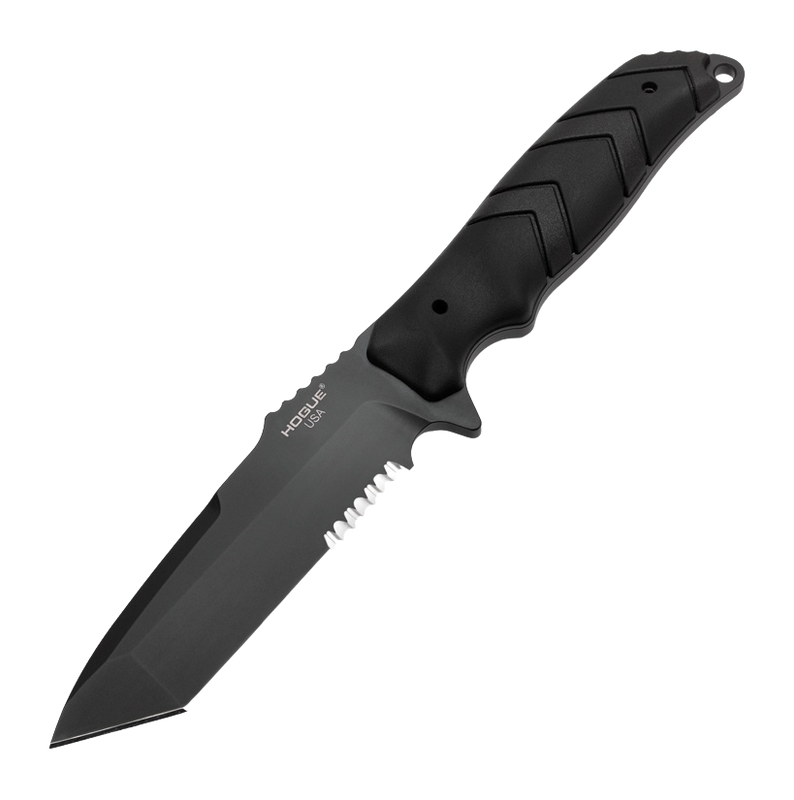 Hogue Fray 4.2" Tanto Fixed Blade Combo Edge - Black Cerakote CPM-154 w/ Sheath