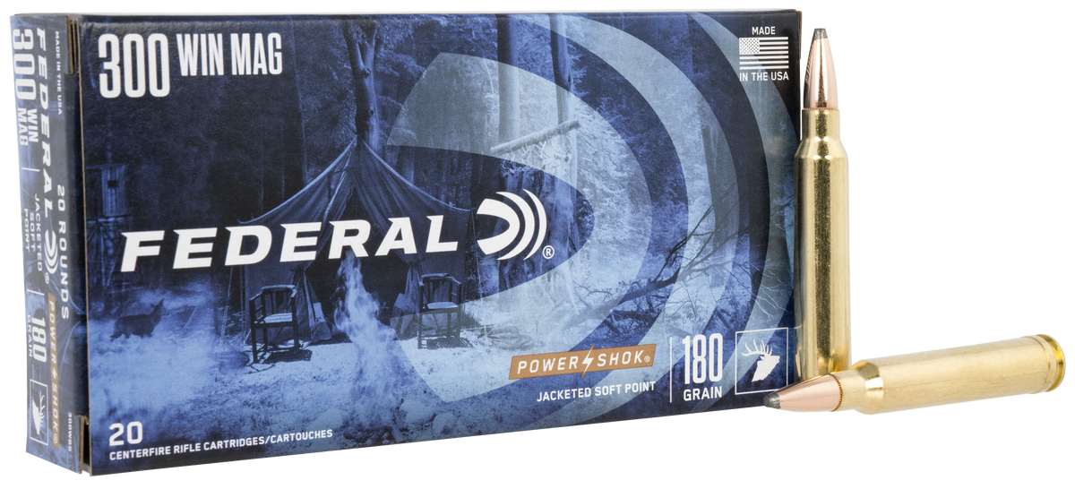 Federal 300WBS Power-Shok  300WinMag 180gr Jacketed Soft Point 20 Per Box/10 Case