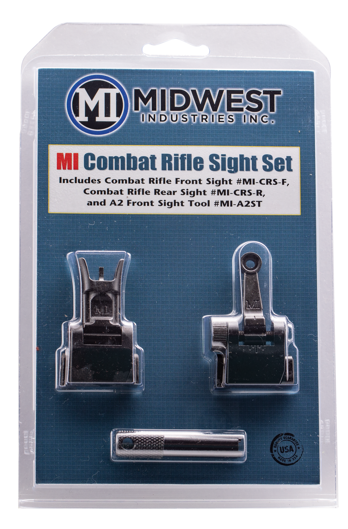 Midwest Industries Combat Rifle Sight Set Black Flip Up Front & Rear for AR-15/M4/M16