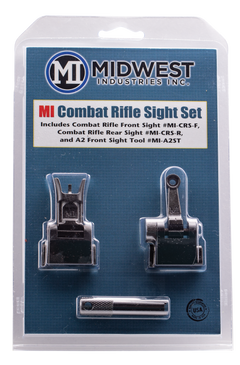 Midwest Industries Combat Rifle Sight Set Black Flip Up Front & Rear for AR-15/M4/M16