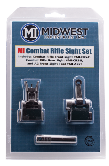 Midwest Industries Combat Rifle Sight Set Black Flip Up Front & Rear for AR-15/M4/M16