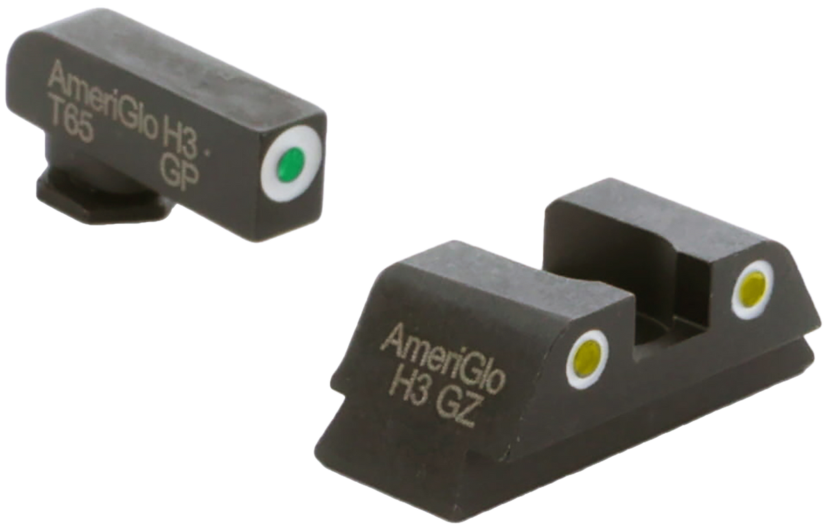 Ameriglo GL431 Classic Tritium Sight Set for Glock 42/43/43X/48 - Green Front / Yellow Rear