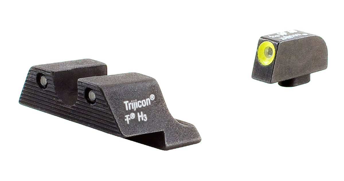 Trijicon HD Night Sights Green Tritium Yellow Outline Front - Glock 17/17L/19 Standard Frame