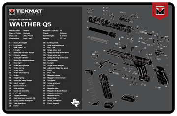 TekMat Walther Q5 SF 11" x 17" Pistol Cleaning Mat - Black/Gray
