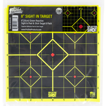 Pro-Shot SplatterShot Sight-In 8" Self-Adhesive Paper Target 5-Diamond 6 Pack - Black/Green