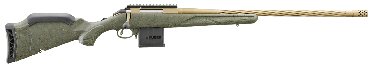 Ruger American II Predator 6.5 Grendel 22" 10+1 Burnt Bronze Cerakote Bolt-Action Rifle - Green Splatter Stock