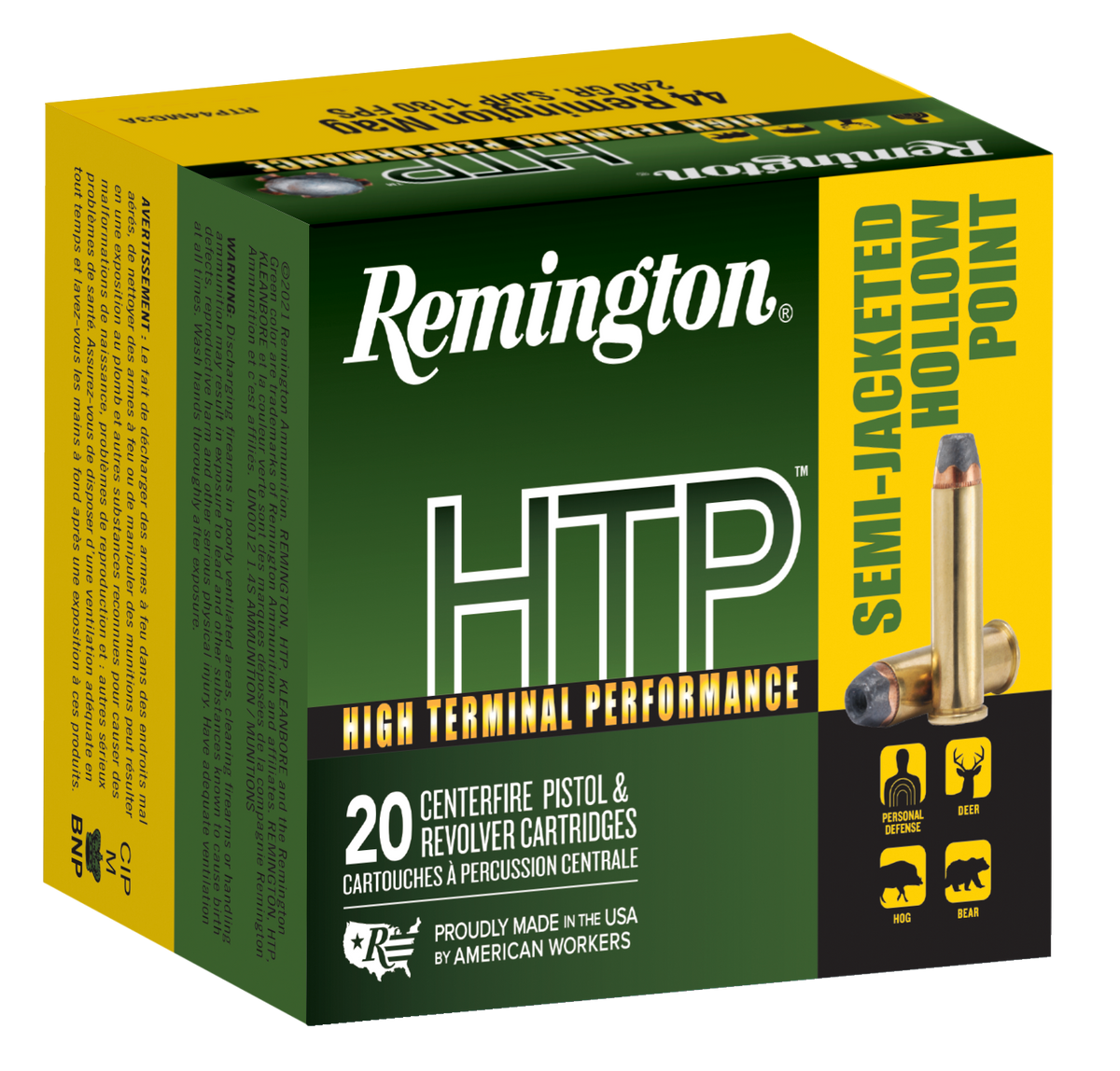 Remington Ammunition HTP 44 Rem Mag 240gr SJHP - Box or Case