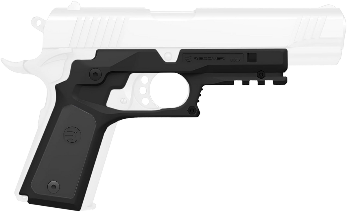 Recover Innovations CC3P 1911 Grip & Rail System Black Polymer with Interchangeable Black & Gray Panels