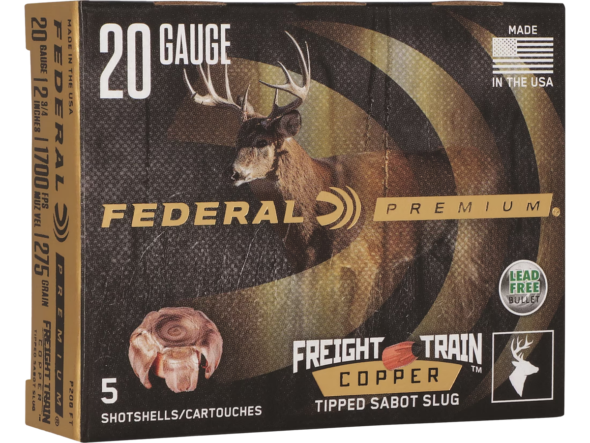Federal Premium Freight Train 20 Gauge 2.75" 275gr Copper Sabot Slug 5 Rd - Box or Case