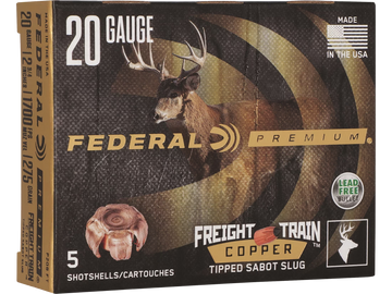 Federal Premium Freight Train 20 Gauge 2.75" 275gr Copper Sabot Slug 5 Rd - Box or Case