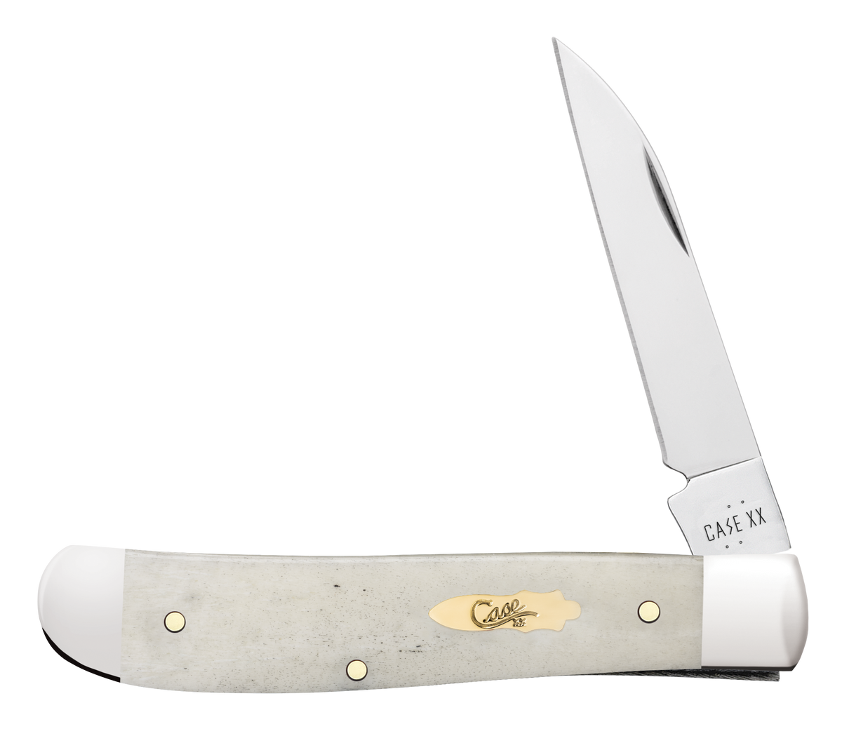 Case Mini Trapper 3.5" Closed Clip Point/Spey Plain Tru-Sharp SS Smooth Natural Bone Folding Knife