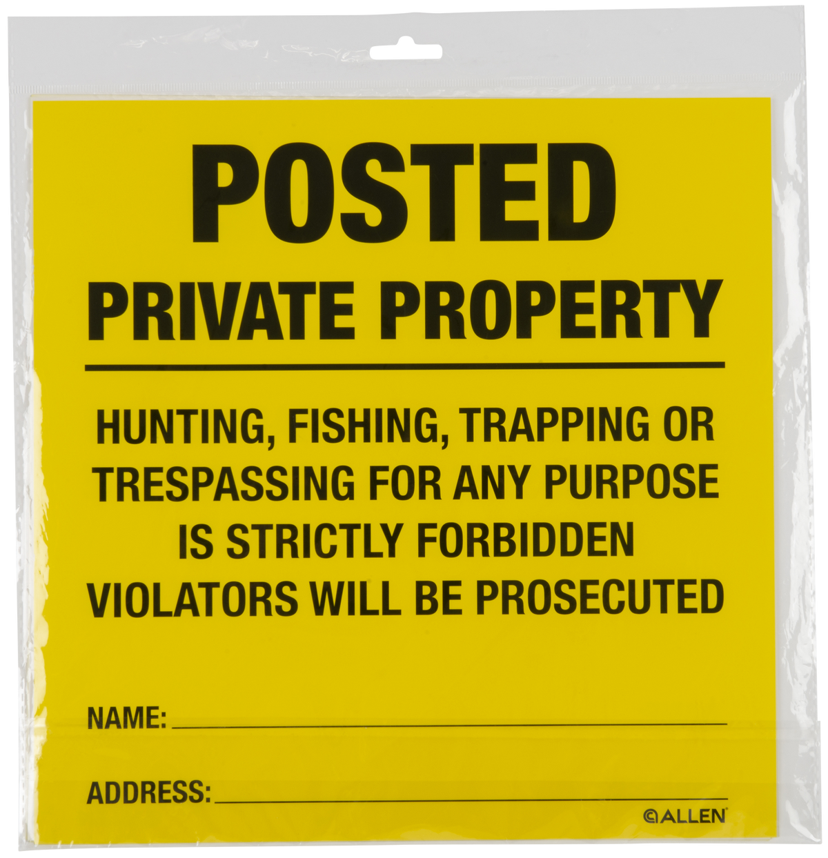 Allen 15824 Posted No Trespassing Sign 12" x 12" 12-Pack