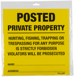 Allen 15824 Posted No Trespassing Sign 12" x 12" 12-Pack