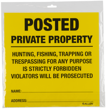 Allen 15824 Posted No Trespassing Sign 12" x 12" 12-Pack