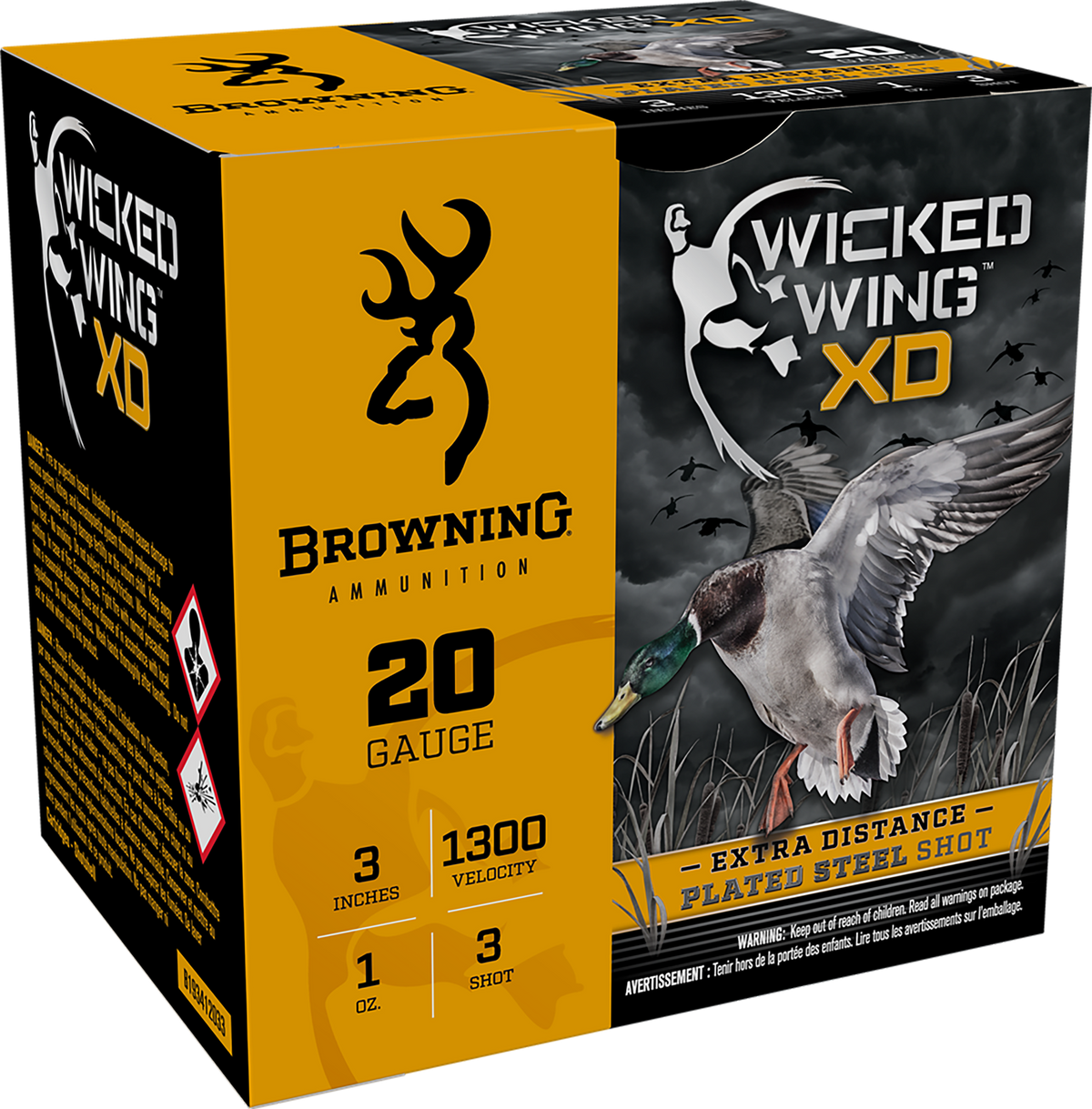 Browning Wicked Wing XD 20 Gauge 3" 1oz #3 Shot 25/Box - Box or Case