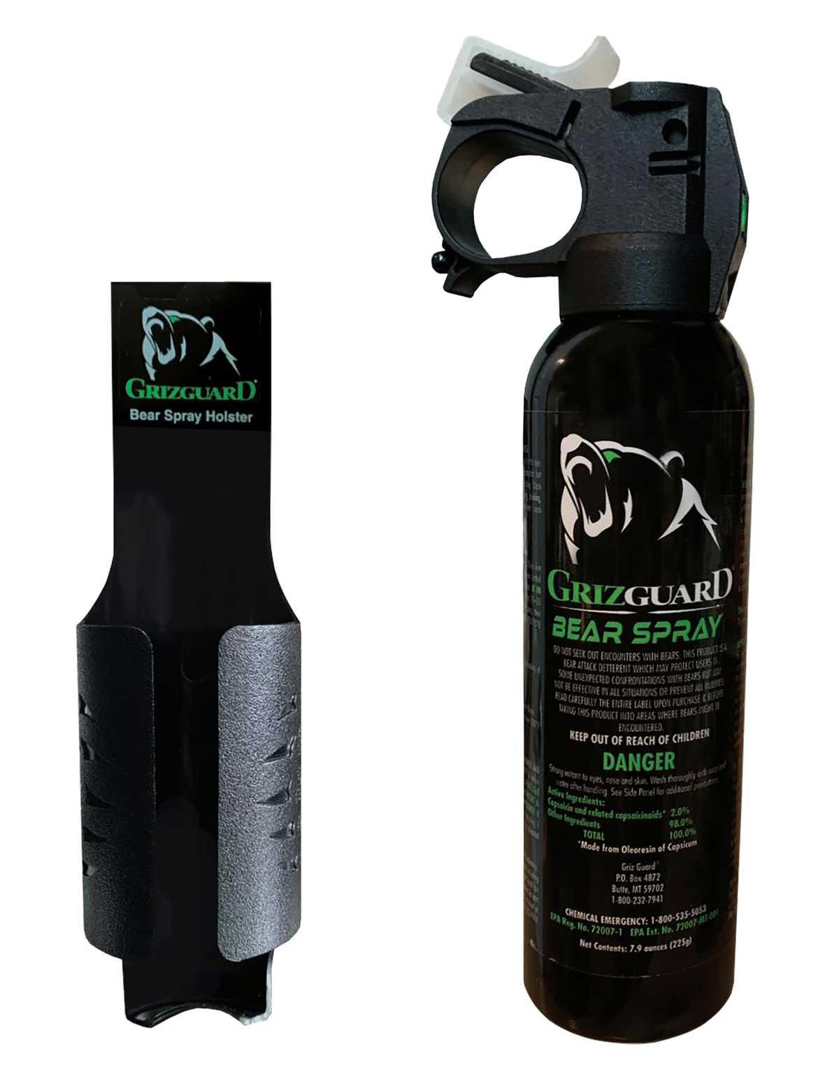 PSP GG1B Griz Guard Bear Spray 7.9 oz 30 ft Range w/Holster
