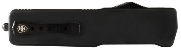 Templar Knife Premium Weighted Large 3.55" OTF Dagger Plain D2 Black Oxide Stonewashed Black Aluminum/Rubber Handle