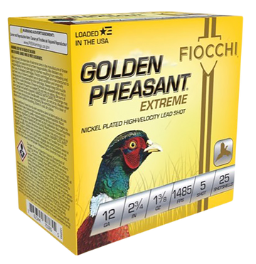 Fiocchi Golden Pheasant Extrema 12 Gauge 2.75" 1 3/8 oz #5 Shot 25 Rd - Box or Case