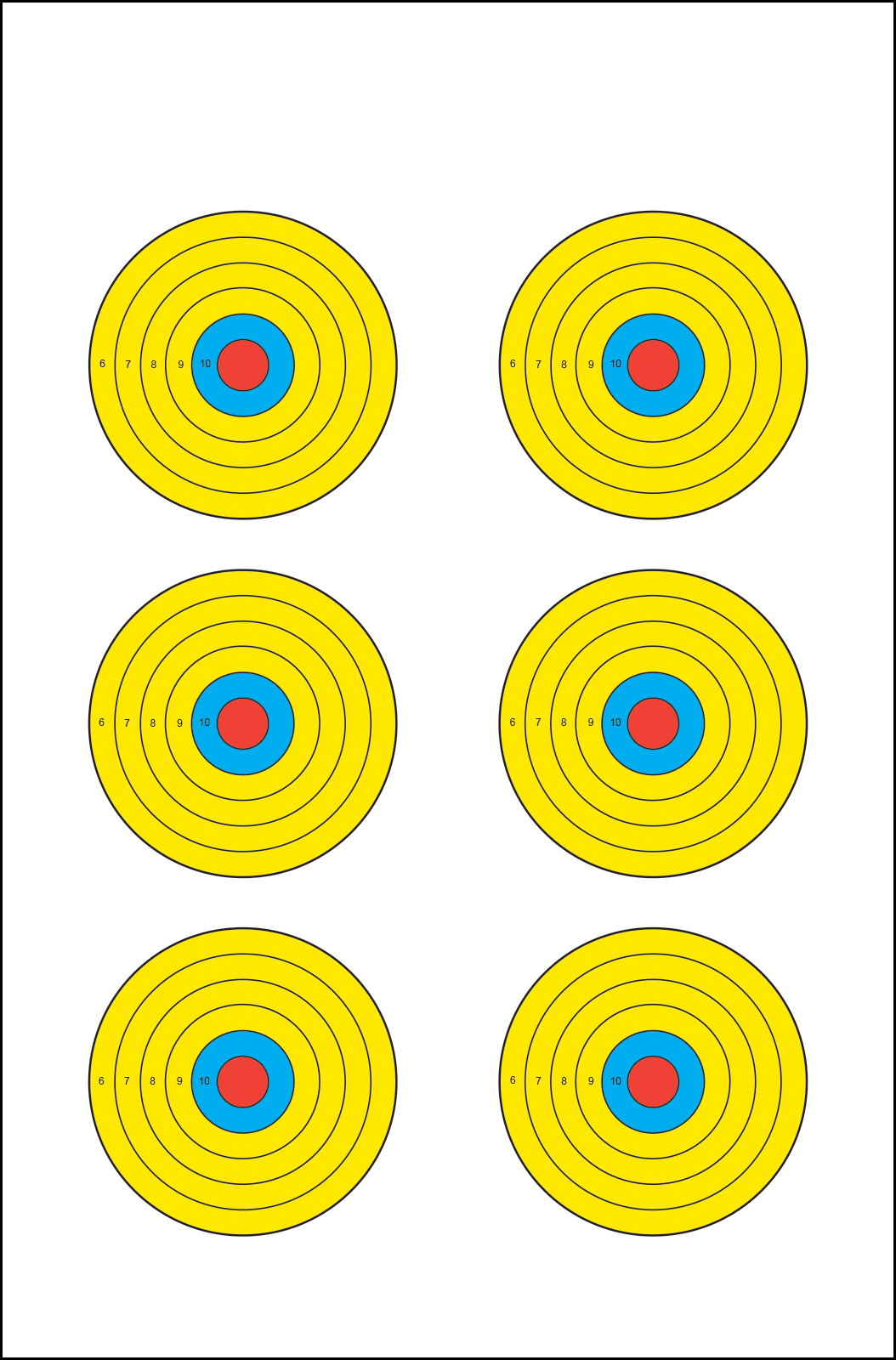 Action Target PR-BE6 High Visibility 6 Bullseye Paper Target 17.5" x 23" Multi-Color 100/Box