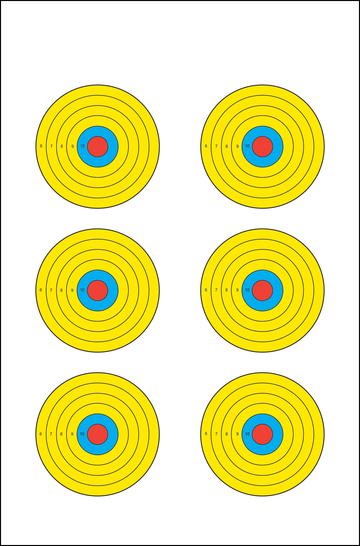 Action Target PR-BE6 High Visibility 6 Bullseye Paper Target 17.5" x 23" Multi-Color 100/Box