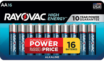 Rayovac High Energy AA Alkaline Batteries 1.5V 2,700 mAh (16-Pack) - Silver / Blue