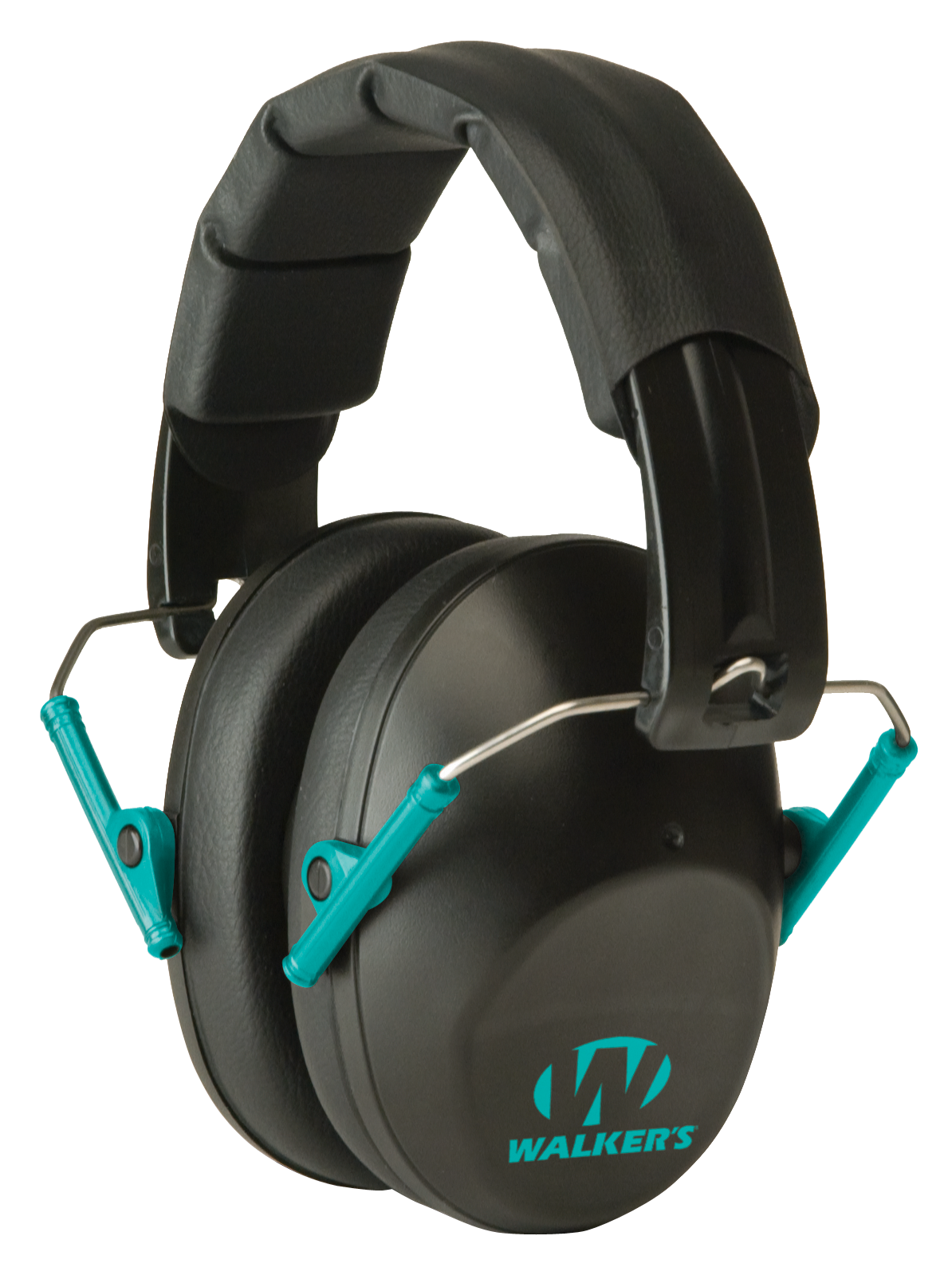 Walkers Game Ear Pro Low Profile Folding Muff 22 dB Over the Head Black/Teal Polymer