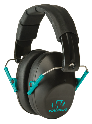 Walkers Game Ear Pro Low Profile Folding Muff 22 dB Over the Head Black/Teal Polymer