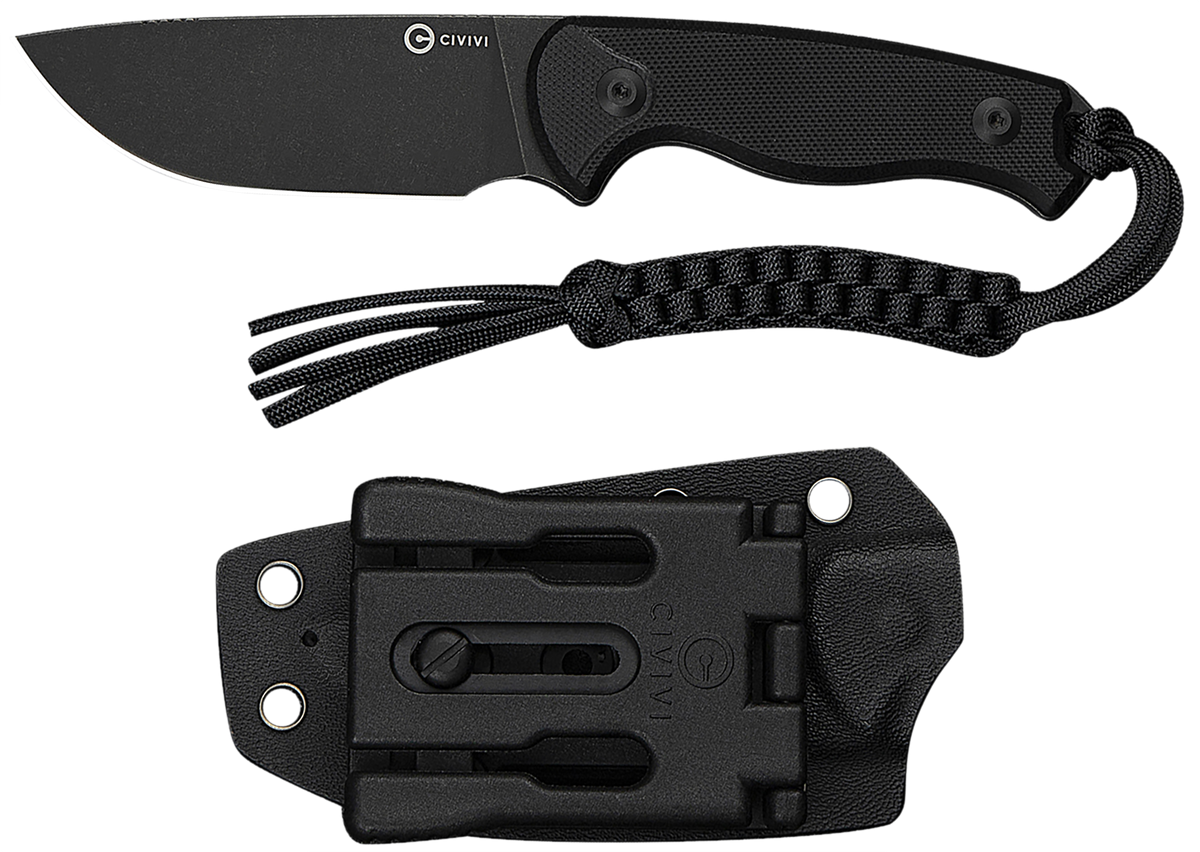 Civivi Knives Timberbark 3.2" Fixed Drop Point Plain 14C28N Steel - Black G10 Handle