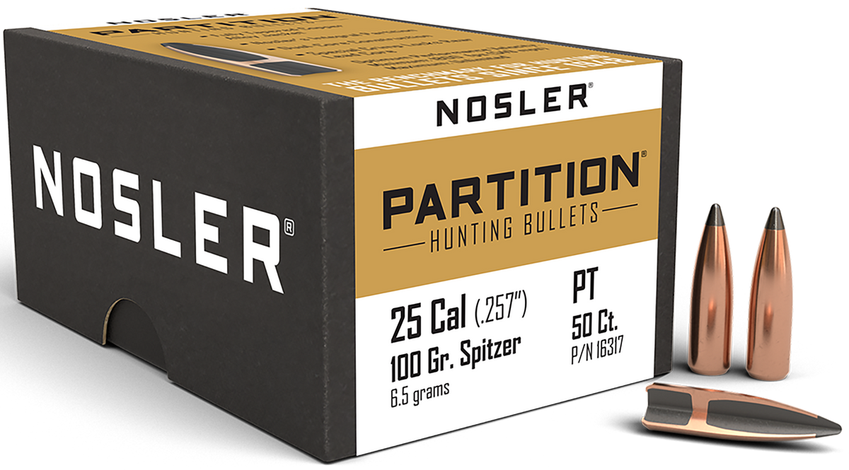 Nosler Partition 25 Cal .257 100gr Spitzer 50/Box
