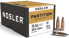 Nosler Partition 25 Cal .257 100gr Spitzer 50/Box