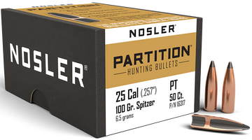 Nosler Partition 25 Cal .257 100gr Spitzer 50/Box