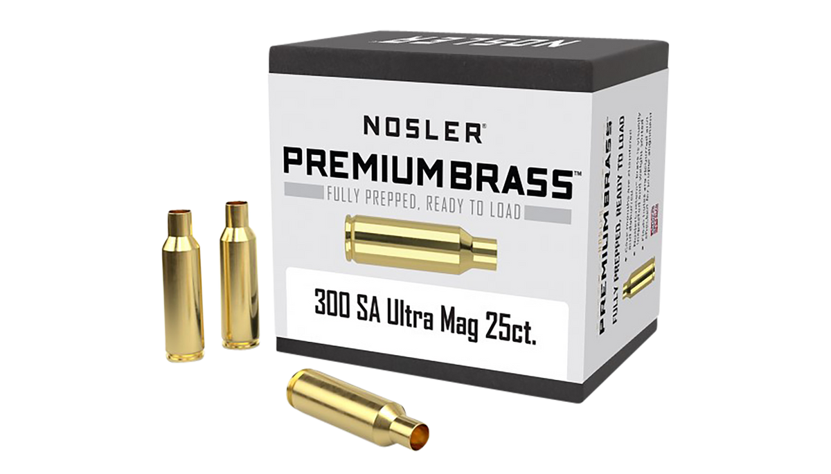Nosler Premium Brass 300 Rem SA Ultra Mag Unprimed Rifle Cases 25/Box