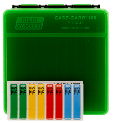 MTM Case-Gard P1004516T Flip-Top Ammo Box 45 ACP/10mm Auto 100rd Green Plastic