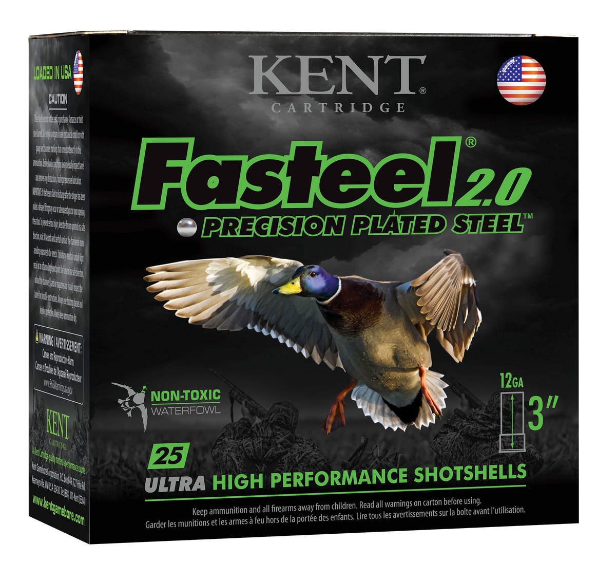 Kent Cartridge Fasteel 2.0 12 Gauge 3" 1-1/4 oz 3 Shot - Box or Case