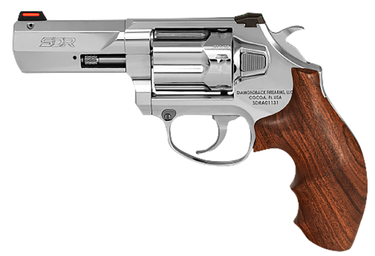 Diamondback SDR 357 Mag/38 Special +P 3 in 6-Shot DA/SA Revolver - Polished Stainless - Hogue Wood Grip
