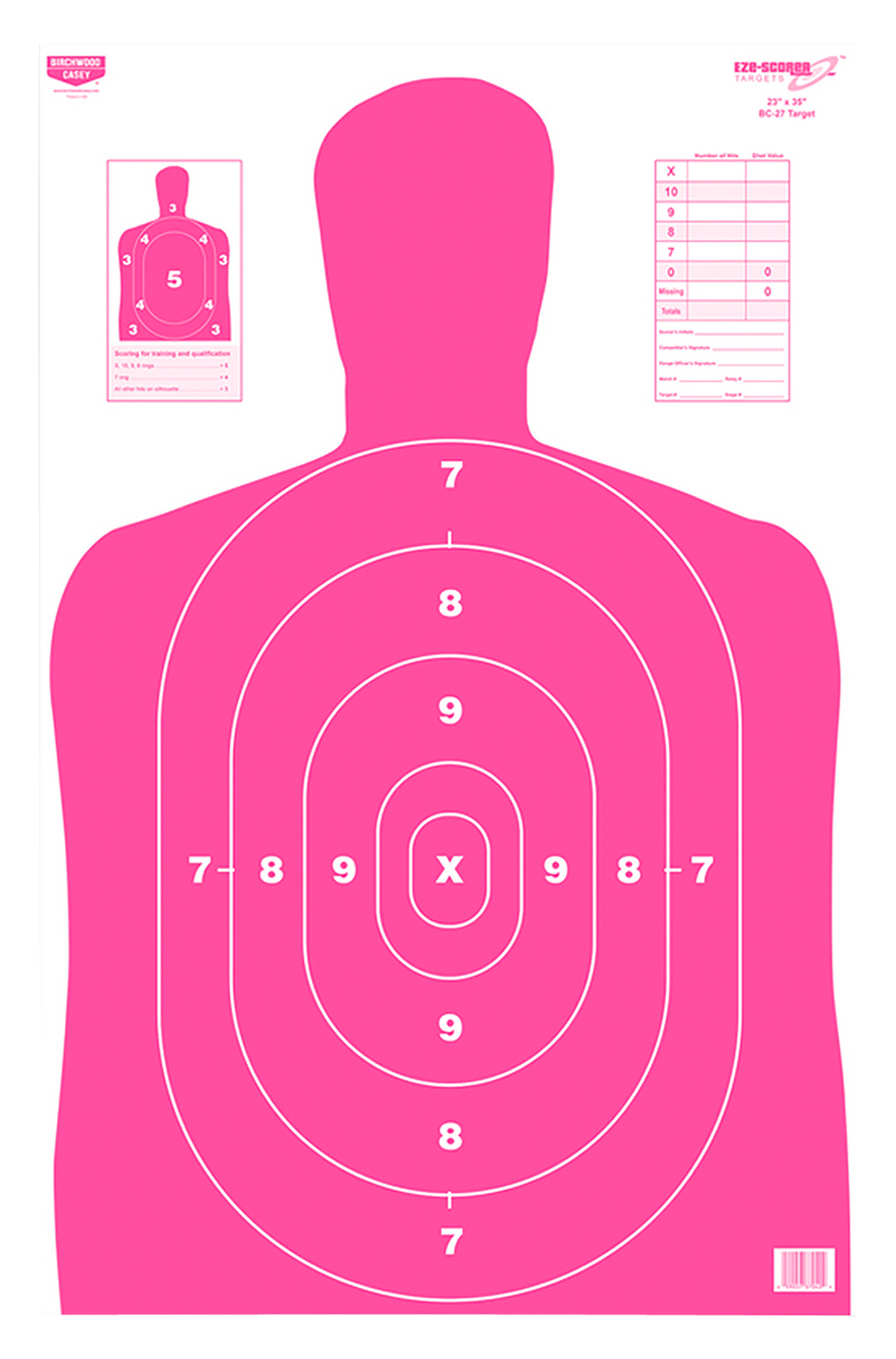 Birchwood Casey EZE-Scorer BC-27 Silhouette Paper Target 23" x 35" 100 Per Pack