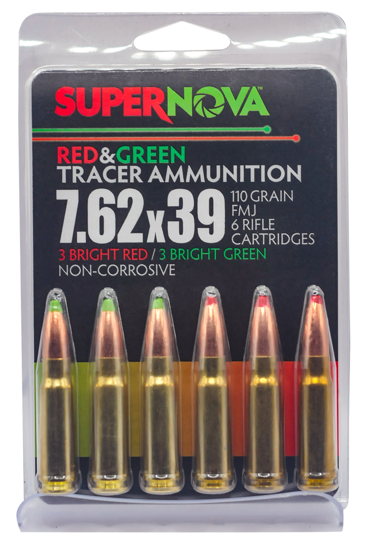 EAA Supernova 7.62x39mm 110gr FMJ Green/Red Tracer - Box or Case