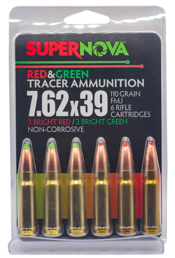 EAA Supernova 7.62x39mm 110gr FMJ Green/Red Tracer - Box or Case