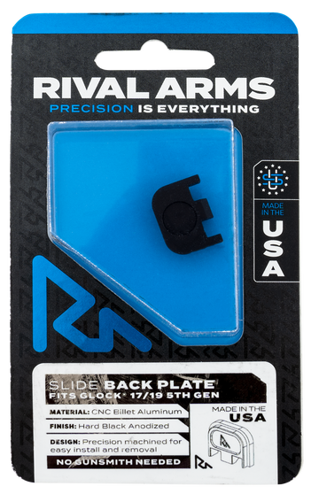 Rival Arms RA43G004A Slide Back Cover Plate Double Stack Black Anodized Aluminum for Glock 17/19 Gen5