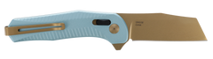 S.O.G Diverge XR 3" Folding Sheepsfoot Plain Edge D2 Steel Gold PVD Blade Light Blue Aluminum Handle