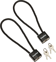 SnapSafe 75281 Lock Box Cable Lock w/Padlock Steel PVC-Covered Black 2-Pack