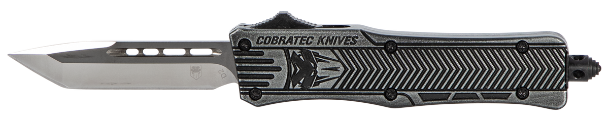 CobraTec CTK-1 Small 2.75" OTF Tanto Plain D2 Steel Blade/Black Stonewashed Aluminum Handle