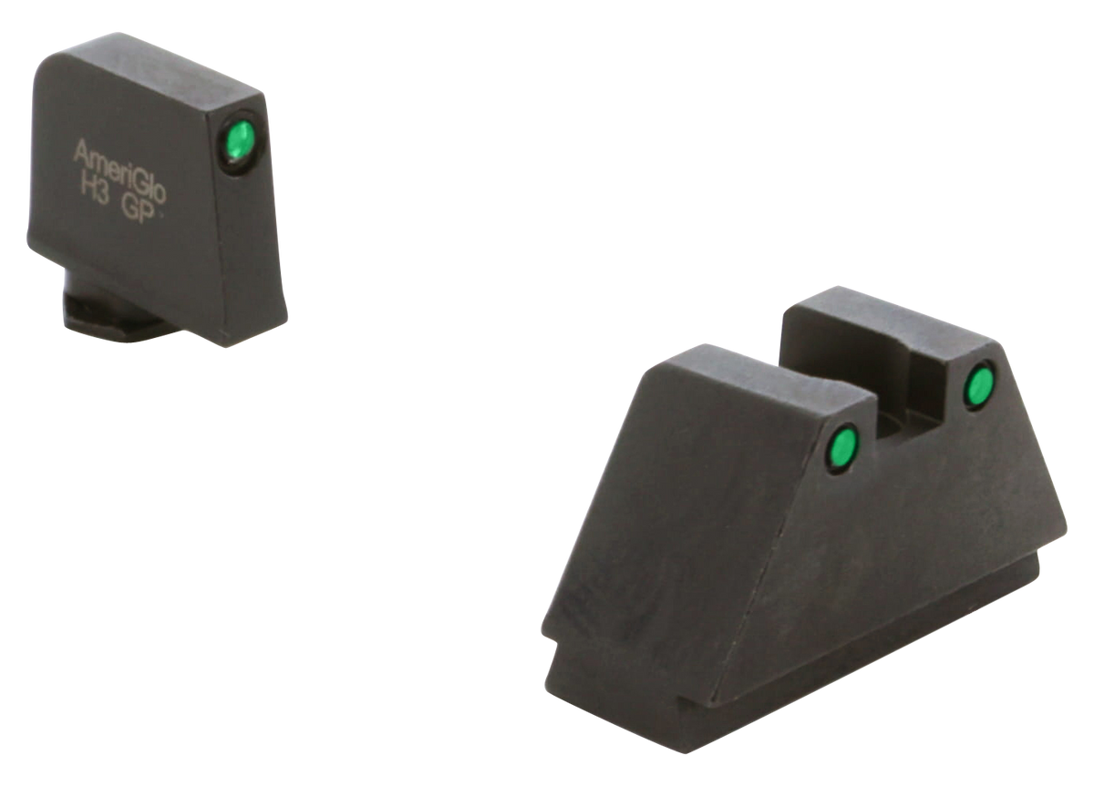 Ameriglo GL815 Optic Compatible Sight Set for Glock 3XL Tall - Green Tritium Black Outline