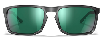 Wiley X WX Axe M/L Green Mirror CAPTIVATE Polarized Polycarbonate Gloss Crystal Grey Frame Safety Glasses
