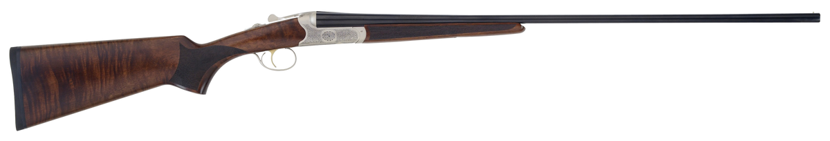 TriStar Bristol SxS 20 Gauge 28" 2rd 3" Break Open Shotgun - Nickel Engraved w/24K Gold Inlay