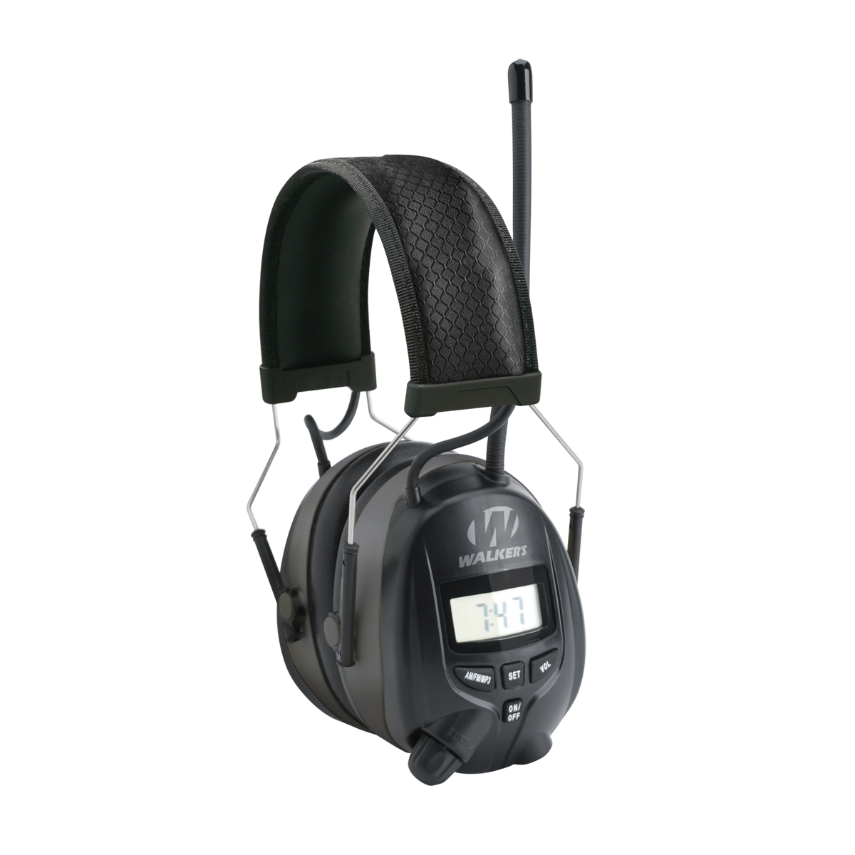 Walkers Game Ear GWPRDOM AM/FM Digital Muff 25 dB Over the Head Electronic Earmuff - Black