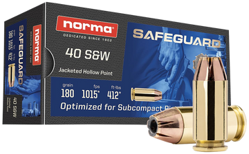 Norma Ammunition (ruag) Safeguard 40 S&W 180gr Jacketed Hollow Point 50/Box - Box or Case