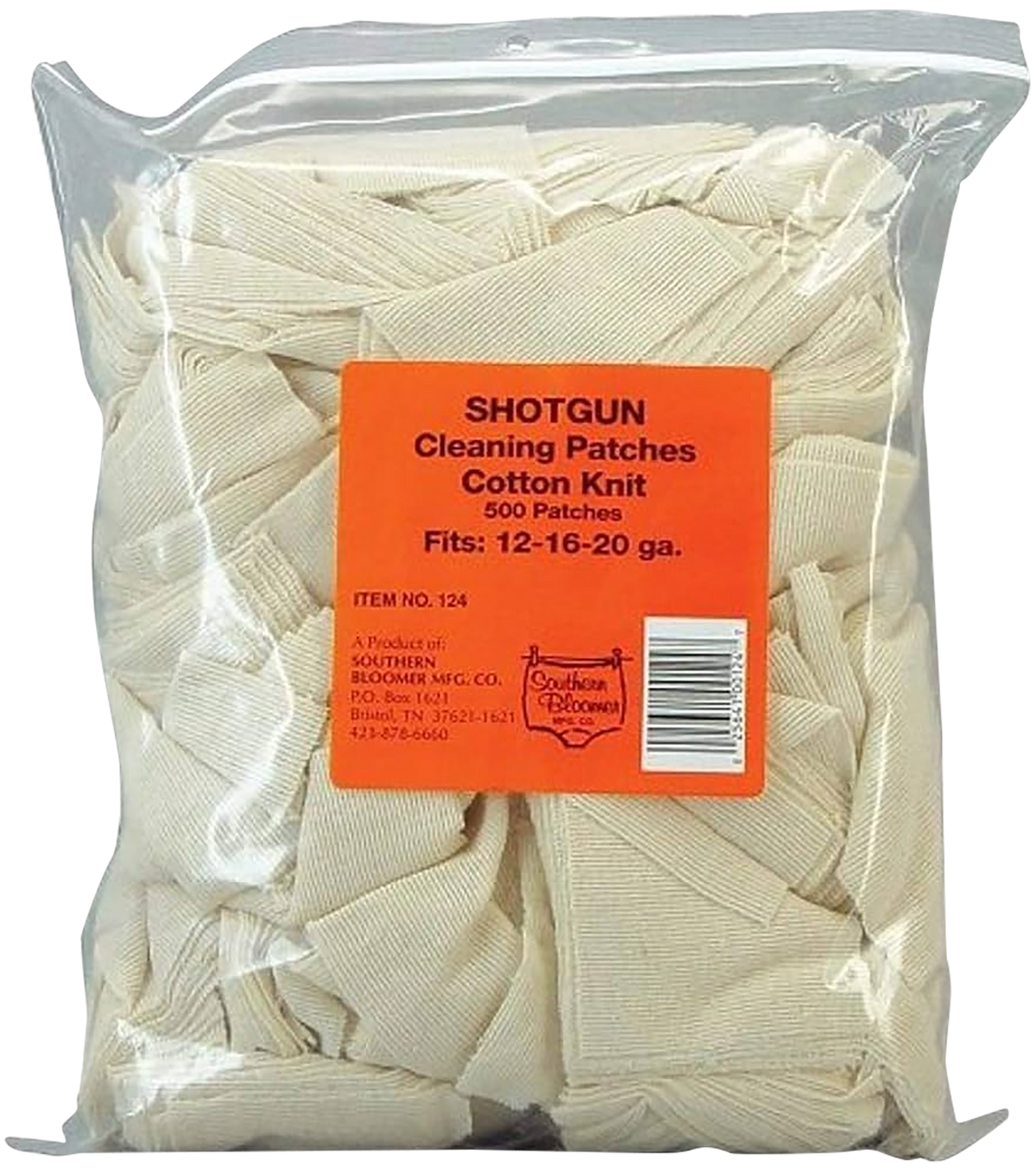 Southern Bloomer 124 Cleaning Patches 12/16/20 Gauge Cotton 500/Pkg